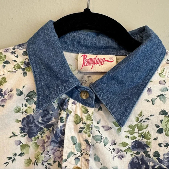 Pennylane Vintage Button Down Shirt Floral Cottagecore Costal Cowgirl Western L - Picture 5 of 7